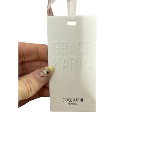 Grace Karin Pink & Black Classic V-Neckline Long Sleeve Form Fitting Wrap Dress - Picture 11 of 12